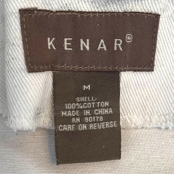 Kenar White Denim Swing Jacket with Silver Metallic Paint Brush Finish - Picture 16 of 16